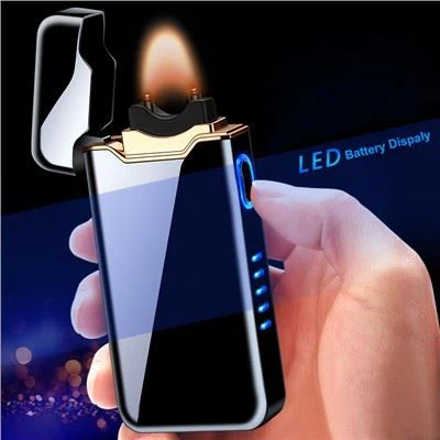 Vēja necaurlaidīgas plazmas elektriskās vēsās šķiltavas dubultā loka bezliesmas uzlādējamas USB cigarešu šķiltavas smēķēšanas šķiltavas